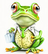 A small green frog doctor wearing a white coat - an ideal mascot for any scientific project. Perfect for evoking curiosity and making an impact visually. Generative AI