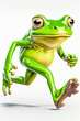Lively green running amphibian, ideal as a sports mascot to create logos & designs with a playful character. Generative AI