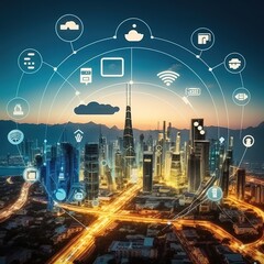 Poster - connection technology concept, generative ai