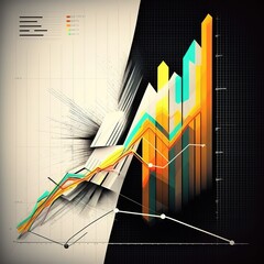Poster - examining the graph of economic growth and sales data. economics; stock market, generative ai
