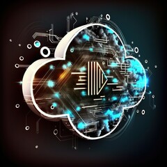 Poster - Downloading an isometric from the cloud. A digital service or application that sends data. Technologies for network computing. Server with a futuristic bent. The cyberspace, generative ai