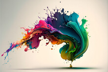 Abstract Paint And Ink In A Rainbow Of Colors Splash, Abstract Background, Generative AI