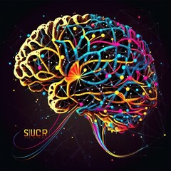 Poster - hologram of the brain, generative ai