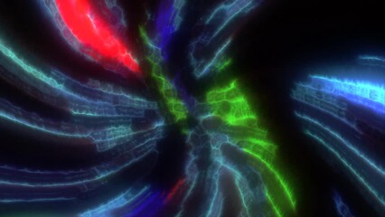 Poster - Bright colors and forms move and undulate on screen. Motion. Spinning time travel jump with spinning rays.