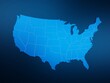 USA map blue 3D topview