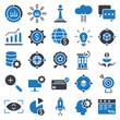 © Khulqi Design - Business developments two color icons set.