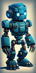 Poster - blue automatic robot. generative ai