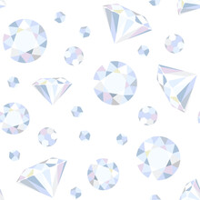 Diamonds Seamless Pattern. Vector Illustration Of Gems Isolated On White. Luxury Background.