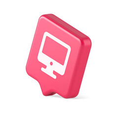Poster - Computer monitor connection button cyberspace digital technology 3d realistic speech bubble icon
