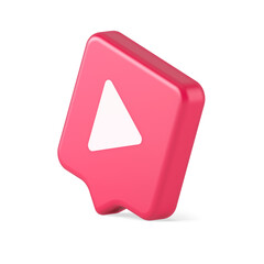 Poster - Play button triangle right arrow multimedia content player web app design 3d realistic speech bubble icon