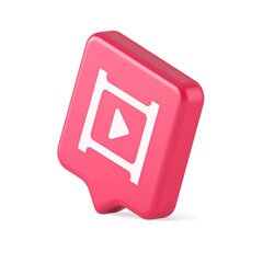 Poster - Video film multimedia content play button digital player broadcasting 3d realistic speech bubble icon