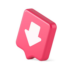 Poster - Arrow down button keyboard navigation pointer cyberspace downloading web app 3d speech bubble icon