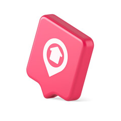 Poster - Urban building location find button house map pin web application 3d realistic speech bubble icon