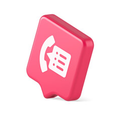 Poster - Phonebook handset important contact list info button phone call communication 3d speech bubble icon