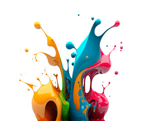 Wall Mural - rainbow paint splash. colorful isolated design element on the transparent background. generative ai.
