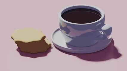 Poster - Cup with coffee and cookies. Abstract animation