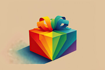 Wall Mural - a colorful gift box with a bow on top of it