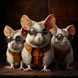fairy tale characters, three blind mice, ai generated