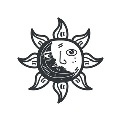 Sticker - sun and moon esoteric colorless