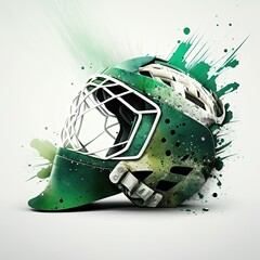 Canvas Print - Hockey goalie helmet - white and green color. Generative AI.