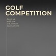 Composition of golf competition text and copy space on grey background