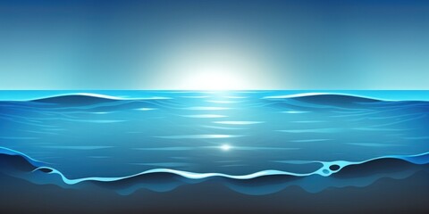 Poster - The background is the blue water's metallic surface as it is reflected by the sun. Background of deep blue sea water texture. blue water's surface reflects the light. clear water. Generative AI