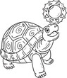 Tortoise Playing Isolated Coloring Page for Kids