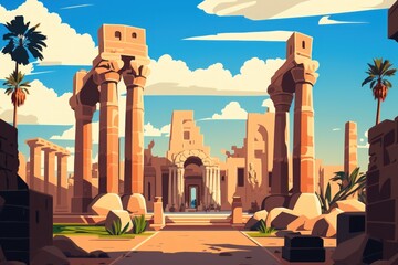 Canvas Print - Luxor, Egypt's Karnak Temple on a beautiful day. Generative AI