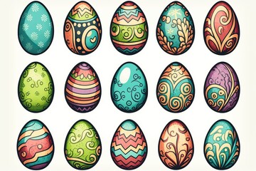 Sticker - easter eggs background , Generative ai