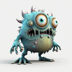 Wall Mural - Monster alien cute cool funny cartoon character illustration sci-fi fantasy scifi
isolated digital art concept artwork creature character graphic design
 3d style generative ai art