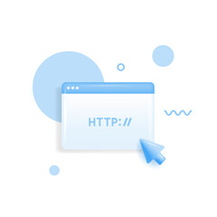 Aufkleber - 3D Globe hyperlink icon. Search http site sign. Web hosting technology. Browser search website page. Trendy and modern vector in 3d style