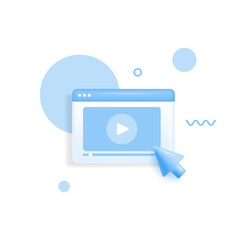 Aufkleber - Video player, ui play button with cursor. Video, streaming, interface multimedia concept. 3d vector icon. Web page Cartoon minimal render. Realistic 3d screen live stream. Video frame icon