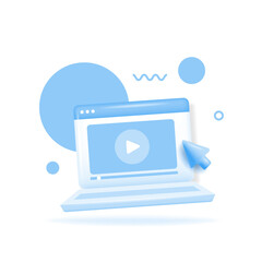 Aufkleber - 3d Video player isolated on light background. Video service, player app. Trendy and modern vector in 3d style for web design