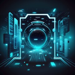 Wall Mural - Data Visualization in the Cyberspace Portal, generative AI
