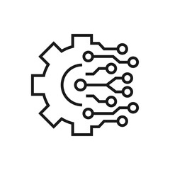 Digital technology gear icon concept isolated on white background. Vector illustration