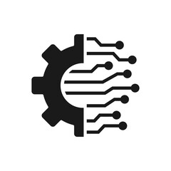 digital technology gear icon concept isolated on white background. vector illustration