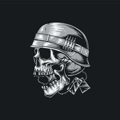 Wall Mural - skull with military helmet vector