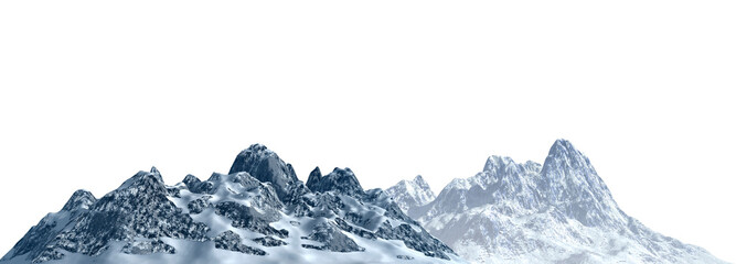 Fototapete - Snowy mountains Isolated on white background 3d illustration