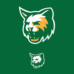 bobcat lynx mascot logo, 2 color and 1 color for school or sports team