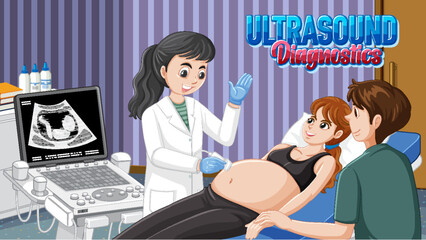 Wall Mural - Doctor doing ultrasound scan for pregnant woman in hospital