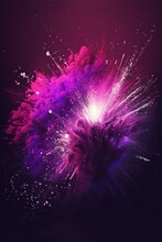 Pink And Purple Explosion Of Paint On A Black Background. Generative Ai.