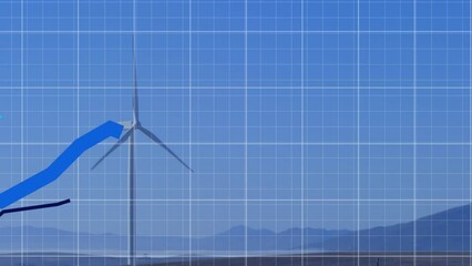 Poster - Animation of financial data processing over wind turbine