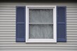 window double hung with blue shutters on house