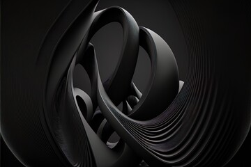 Wall Mural - Abstract black twisted lines 3D background created with generative ai technology