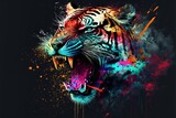 Fototapeta  - Tygrys abstrakcyjny kolorowy akrylowy Generative AI
