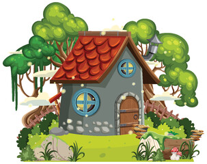 Wall Mural - Fairytale house in cartoon style