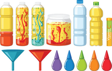 Wall Mural - Set of colour science experiments