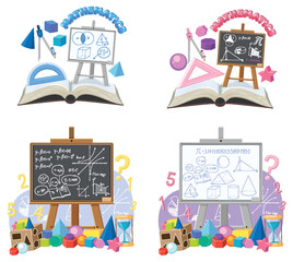 Wall Mural - mathematics class objects and elements set