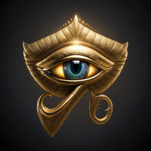 Ancient Eye Of Horus Symbol Isolated On Black Background.