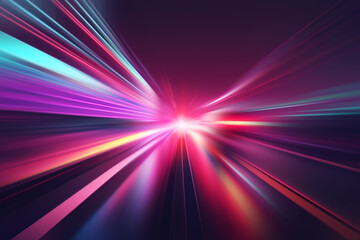 Wall Mural - futuristic night road high speed fast zoom blur motion blur neon vibrant colors abstract background 